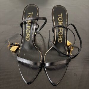 Tom Ford SHINY LEATHER PADLOCK POINTY NAKED SANDAL
